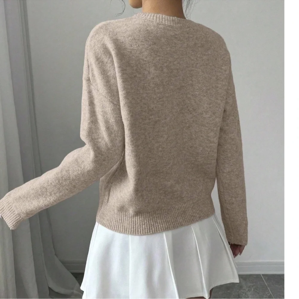 Classic Floral Textured Round Neck Knit Sweater Top S M L - Picture 5 of 5
